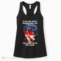 Funny Nose Bleed Anime Perv Simp Otaku Manga Anime Humor Women's Tank Top thumb 0
