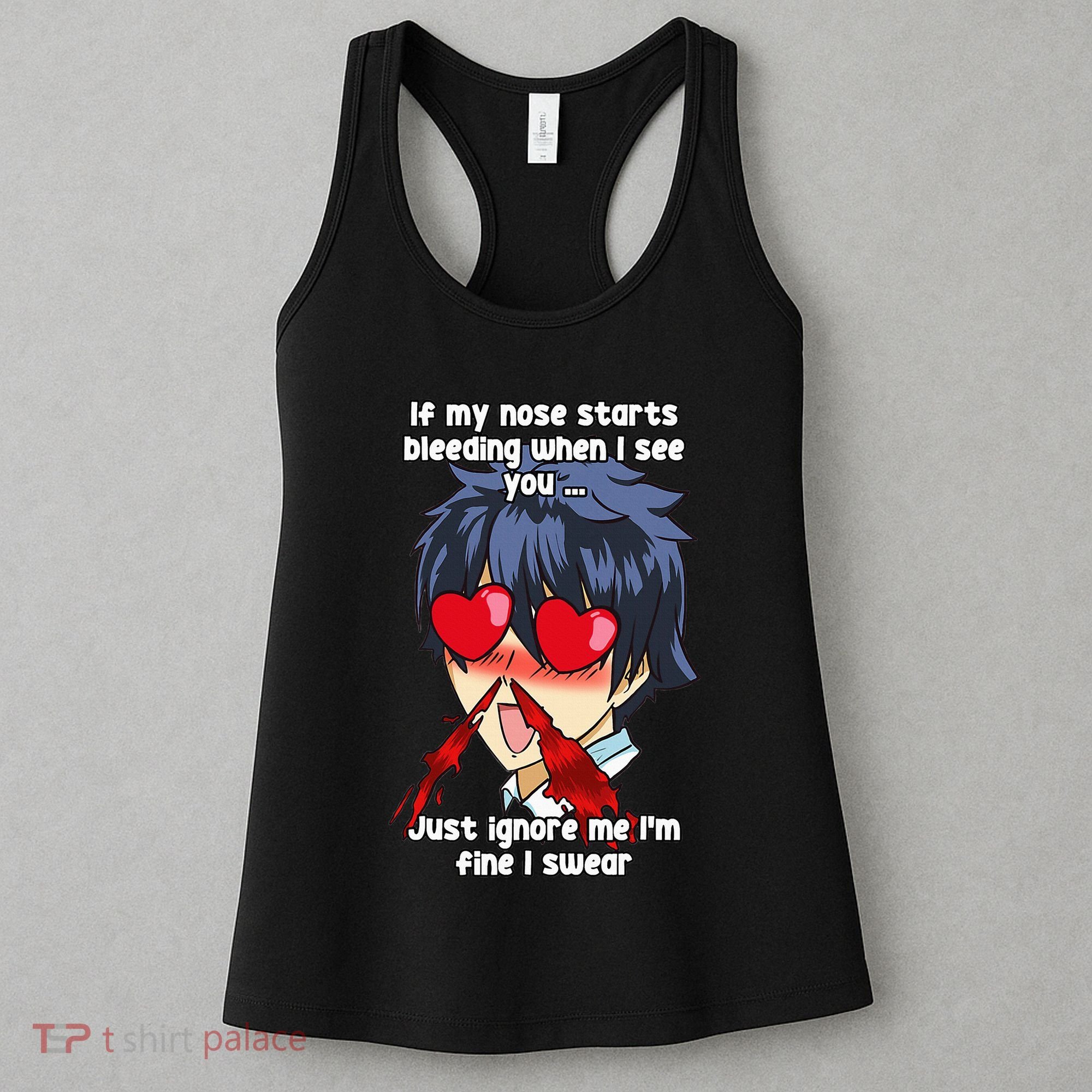 Funny Nose Bleed Anime Perv Simp Otaku Manga Anime Humor Women's Tank Top