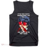 Funny Nose Bleed Anime Perv Simp Otaku Manga Anime Humor Tank Top thumb 0