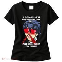 Funny Nose Bleed Anime Perv Simp Otaku Manga Anime Humor Women's T-Shirt thumb 0