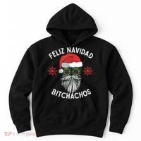 Feliz Navidad Bitchachos Funny Spanish Merry Christmas Skull TShirt Hoodie thumb 0