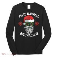 Feliz Navidad Bitchachos Funny Spanish Merry Christmas Skull TShirt Long Sleeve Shirt thumb 0