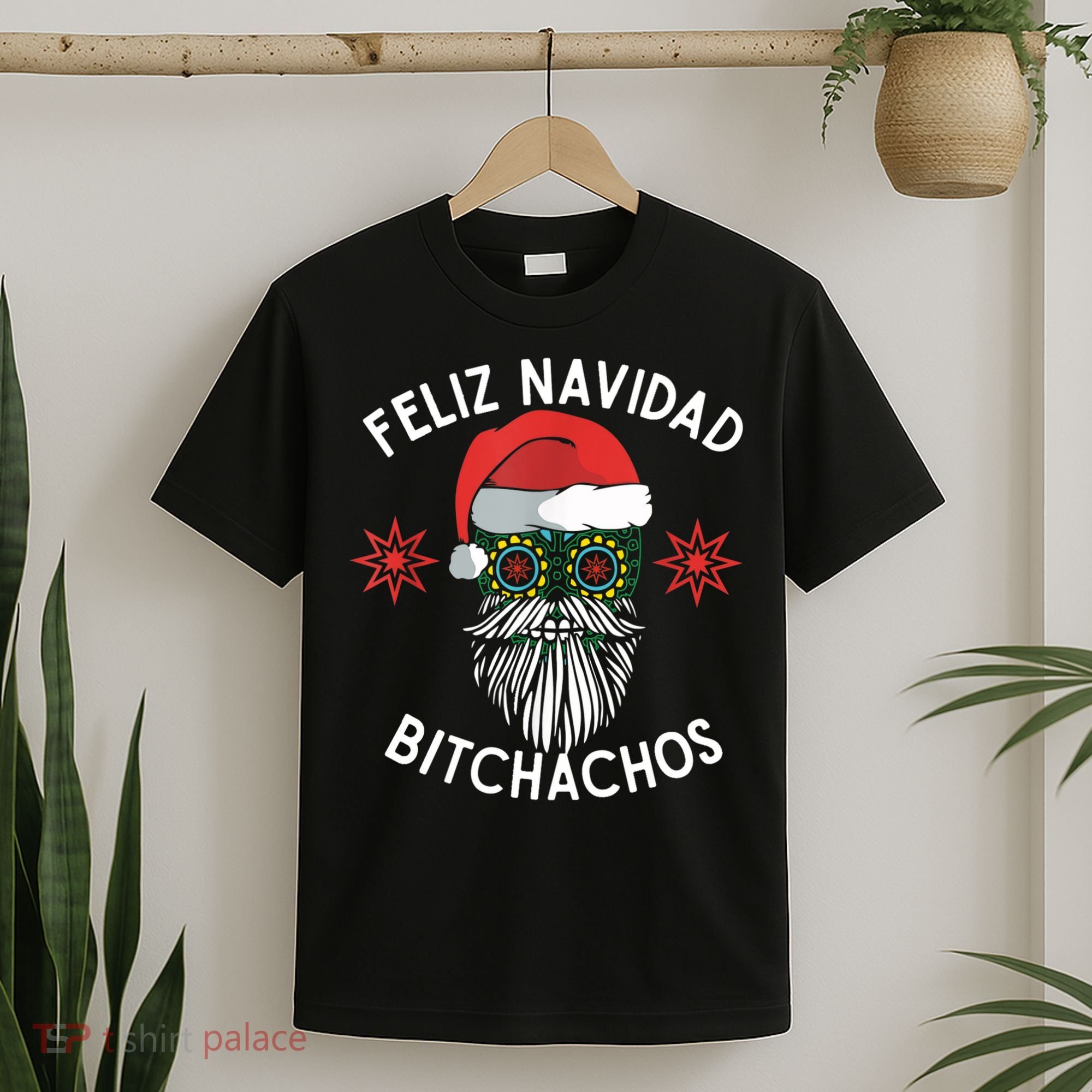 Feliz Navidad Bitchachos Funny Spanish Merry Christmas Skull TShirt T-Shirt
