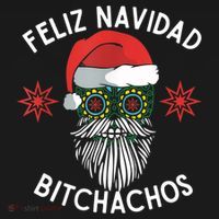 Feliz Navidad Bitchachos Funny Spanish Merry Christmas Skull TShirt Coaster thumb 2