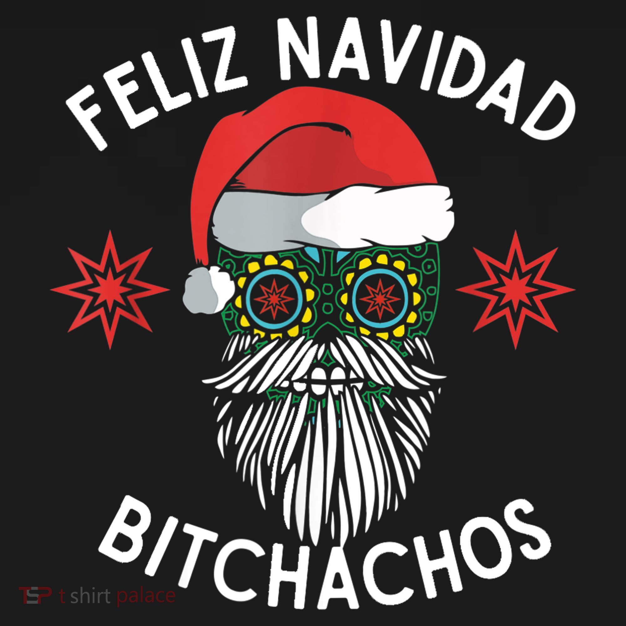 Feliz Navidad Bitchachos Funny Spanish Merry Christmas Skull TShirt Mousepad