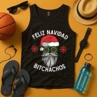 Feliz Navidad Bitchachos Funny Spanish Merry Christmas Skull TShirt Tank Top thumb 4