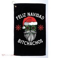 Feliz Navidad Bitchachos Funny Spanish Merry Christmas Skull TShirt Golf Towel thumb 0