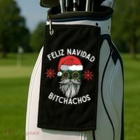 Feliz Navidad Bitchachos Funny Spanish Merry Christmas Skull TShirt Golf Towel thumb 2