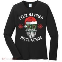 Feliz Navidad Bitchachos Funny Spanish Merry Christmas Skull TShirt Women's Long Sleeve Shirt thumb 0