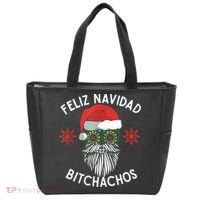 Feliz Navidad Bitchachos Funny Spanish Merry Christmas Skull TShirt Tote Bag thumb 0