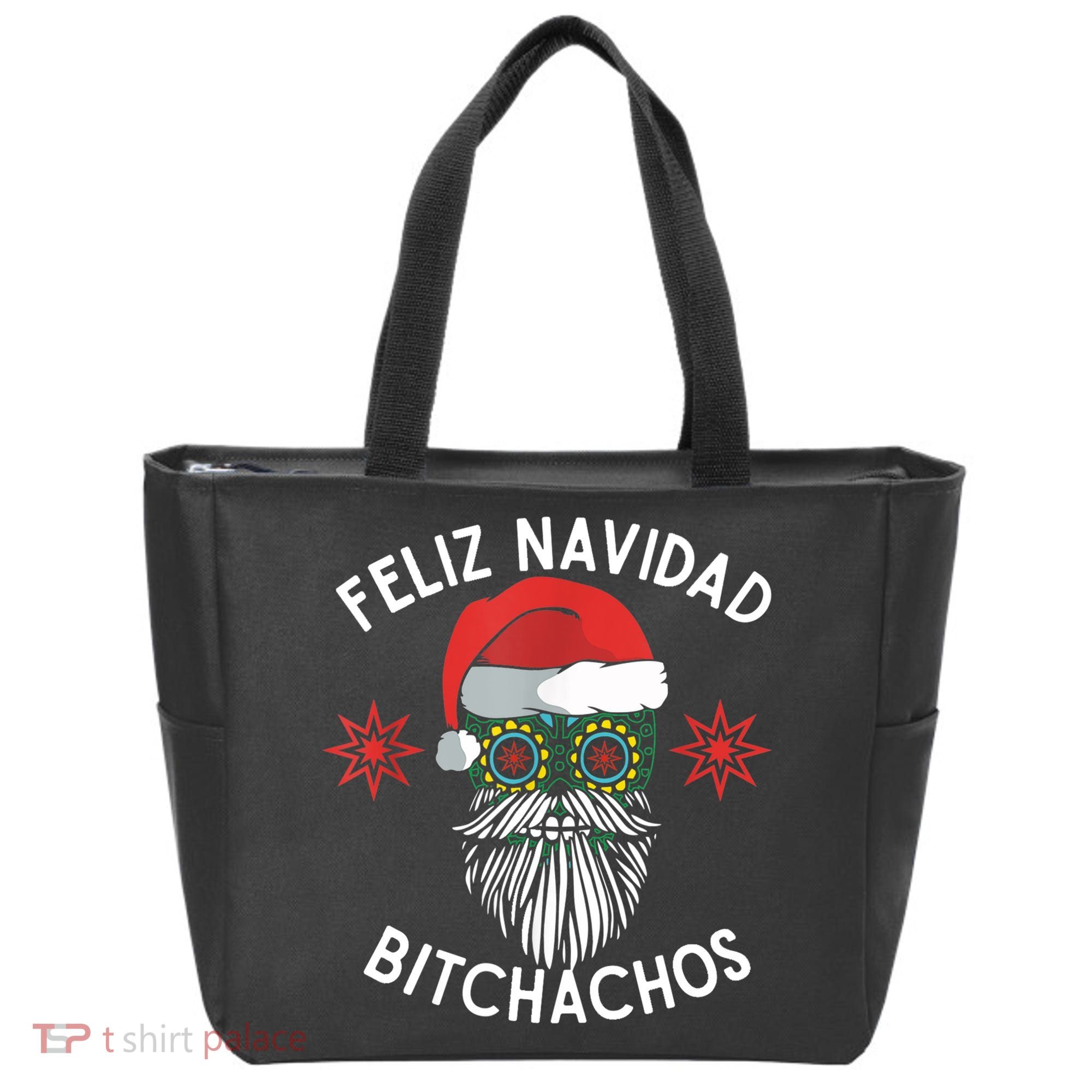 Feliz Navidad Bitchachos Funny Spanish Merry Christmas Skull TShirt Tote Bag