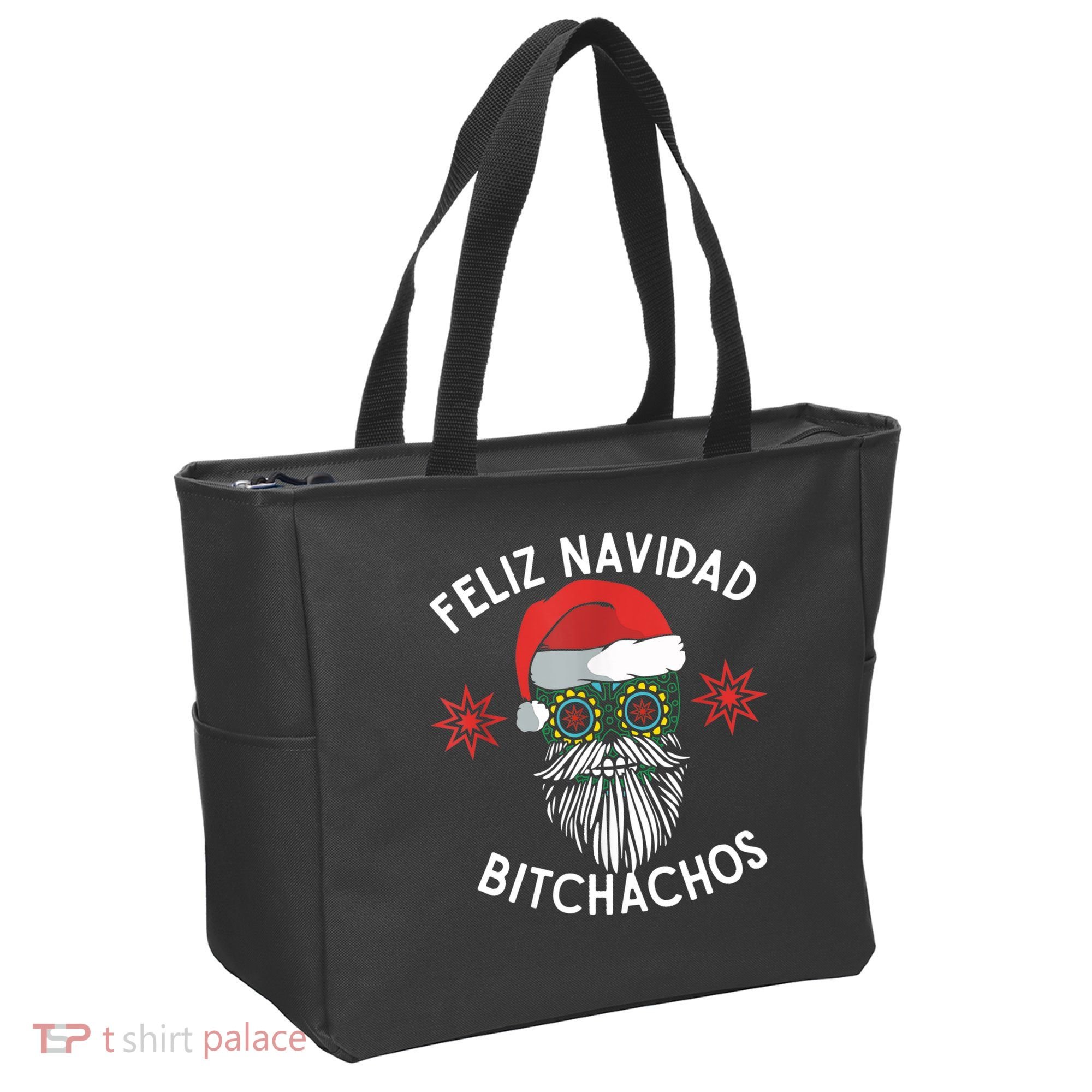 Feliz Navidad Bitchachos Funny Spanish Merry Christmas Skull TShirt Tote Bag