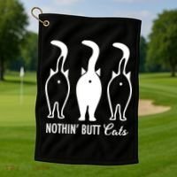 Funny Nothin' Butt Cats Butthole Cat Lover TShirt Golf Towel thumb 1