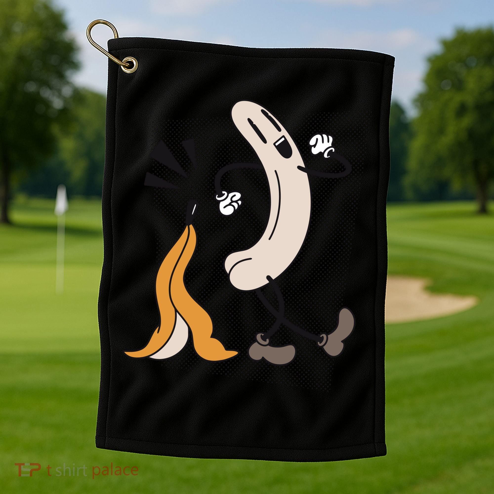 Funny Naked Banana Retro Cartoon 1 Golf Towel