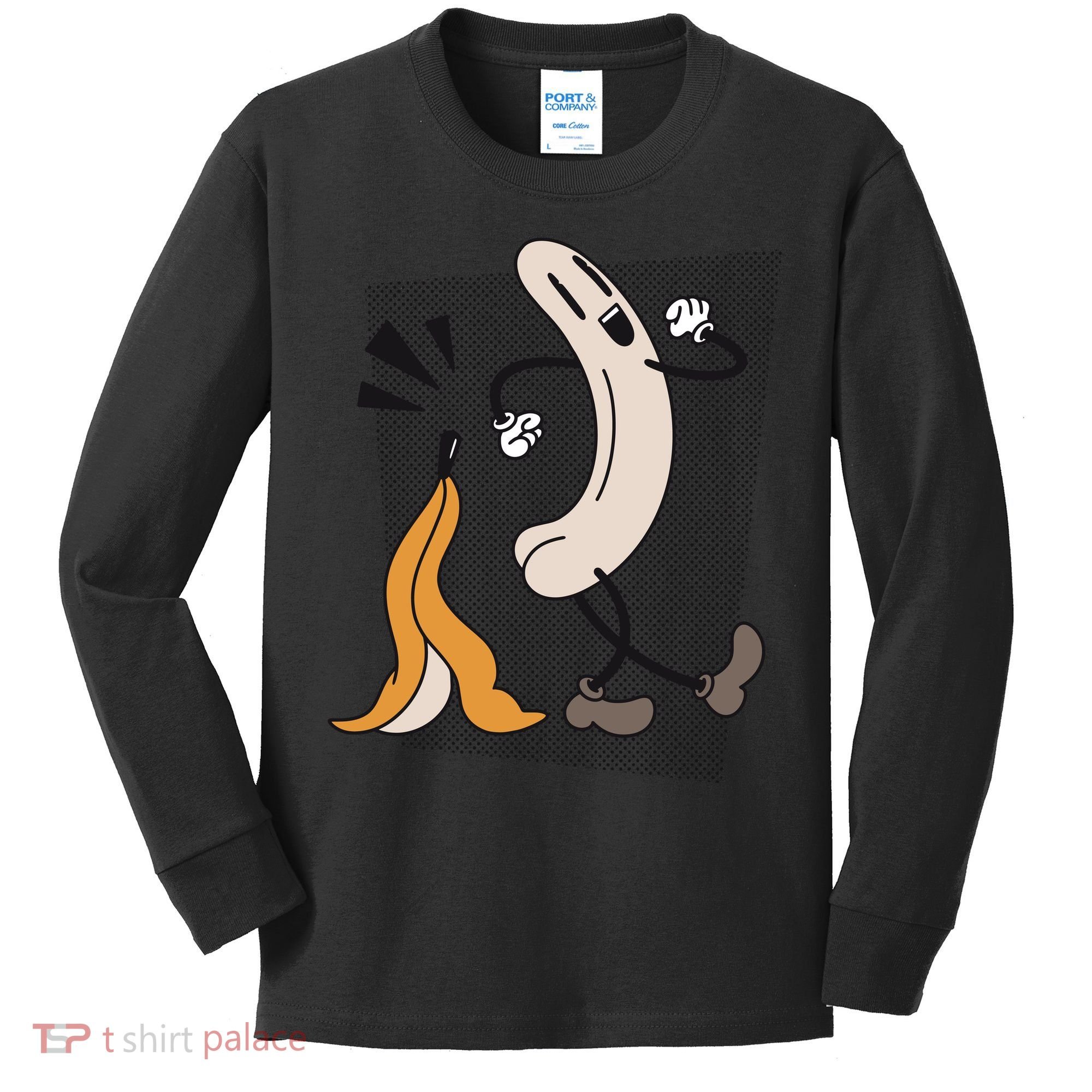 Funny Naked Banana Retro Cartoon 1 Kids Long Sleeve Shirt