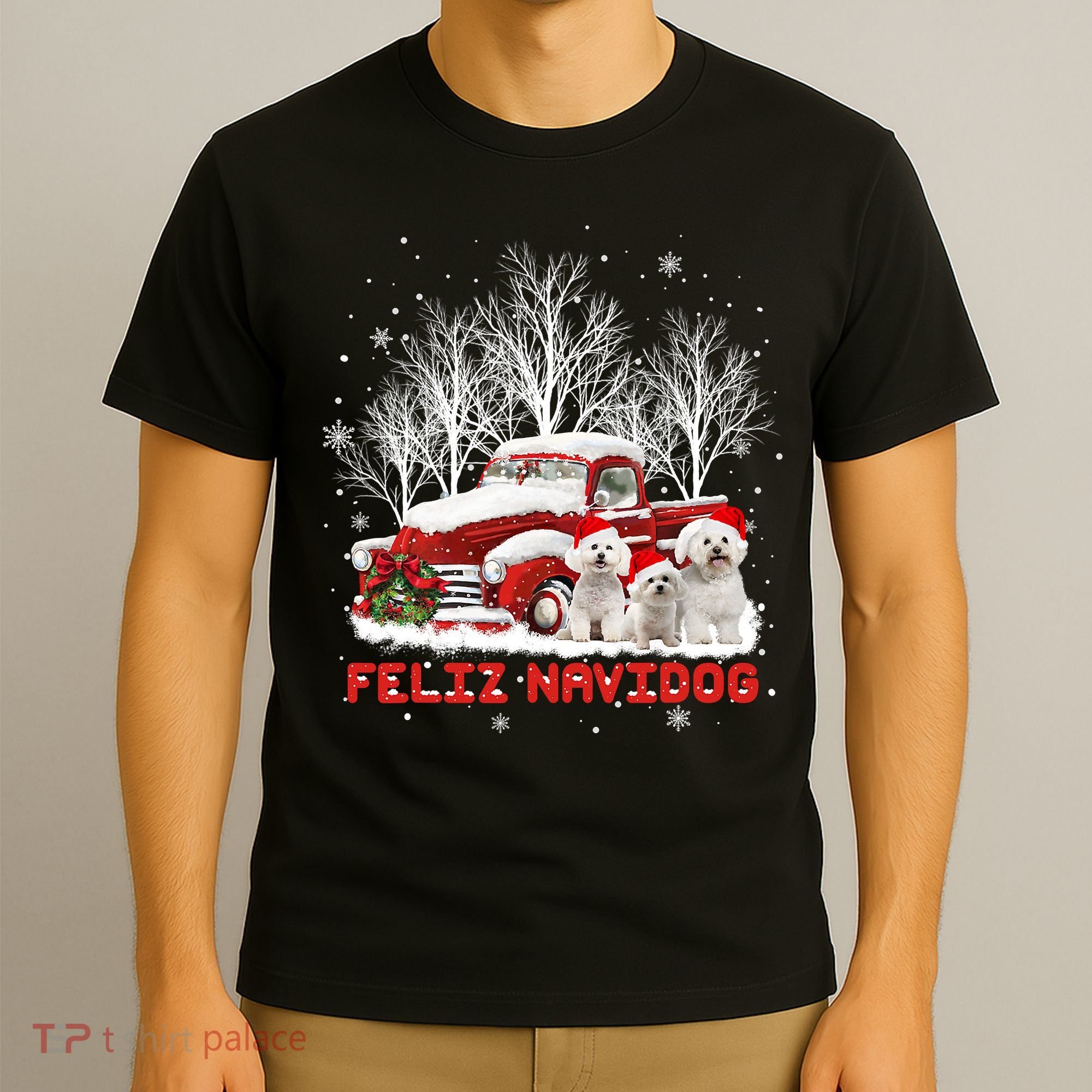 Feliz Navidog Bichon Frise Christmas Dog Lovers Feliz Navidad T-Shirt
