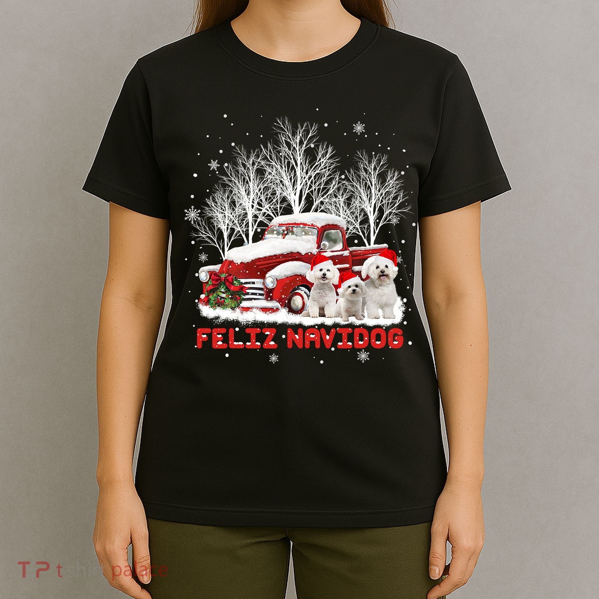 Feliz Navidog Bichon Frise Christmas Dog Lovers Feliz Navidad T-Shirt