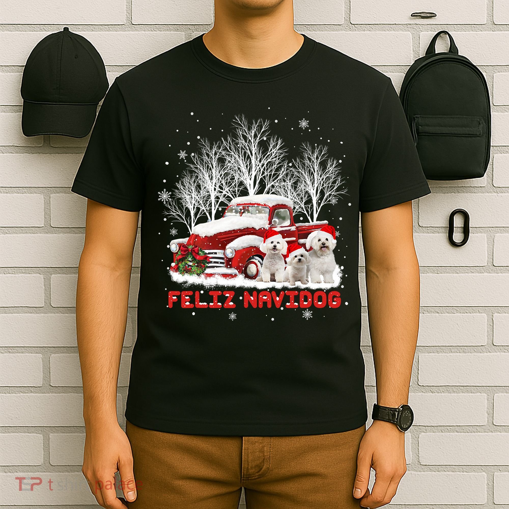 Feliz Navidog Bichon Frise Christmas Dog Lovers Feliz Navidad T-Shirt
