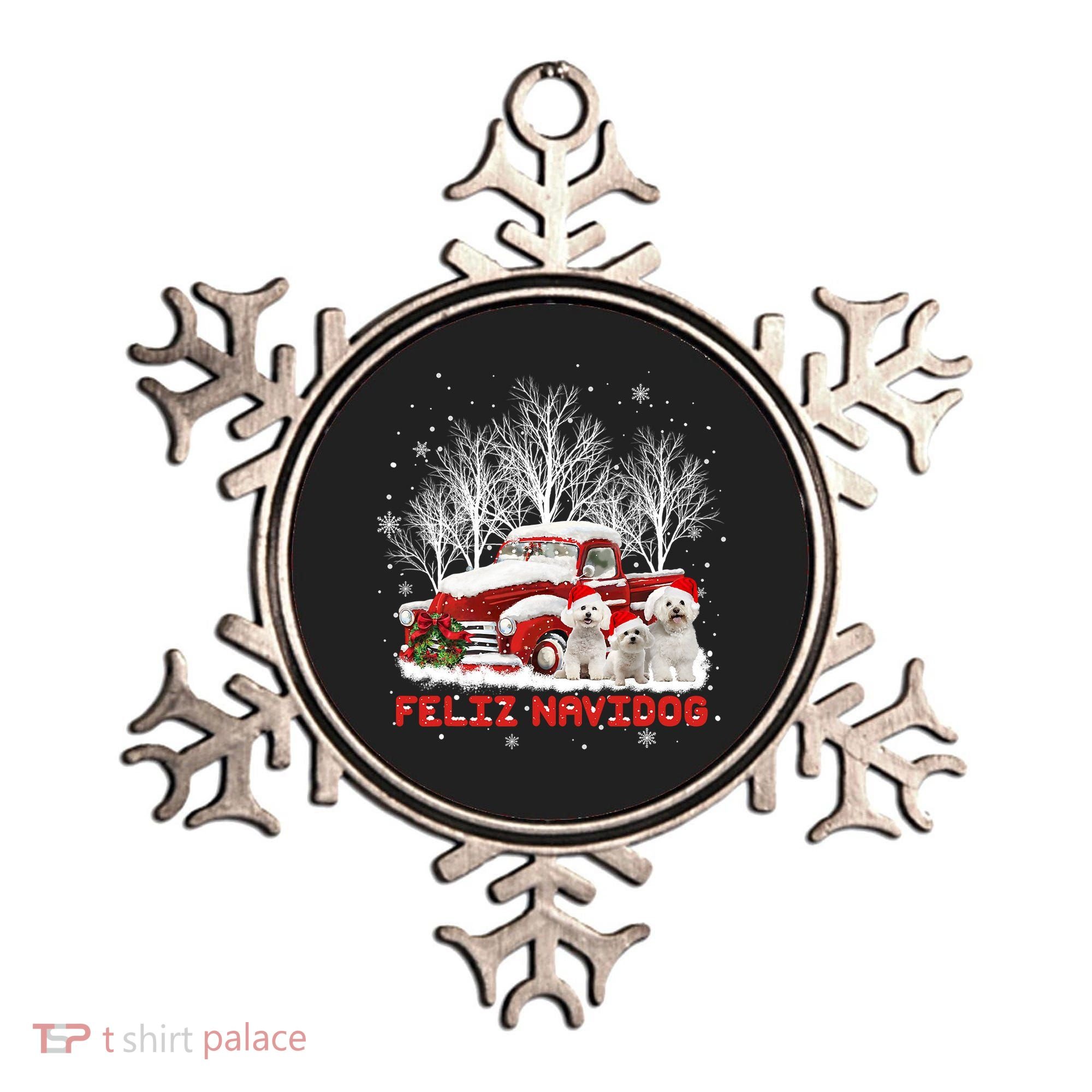 Feliz Navidog Bichon Frise Christmas Dog Lovers Feliz Navidad Ornament