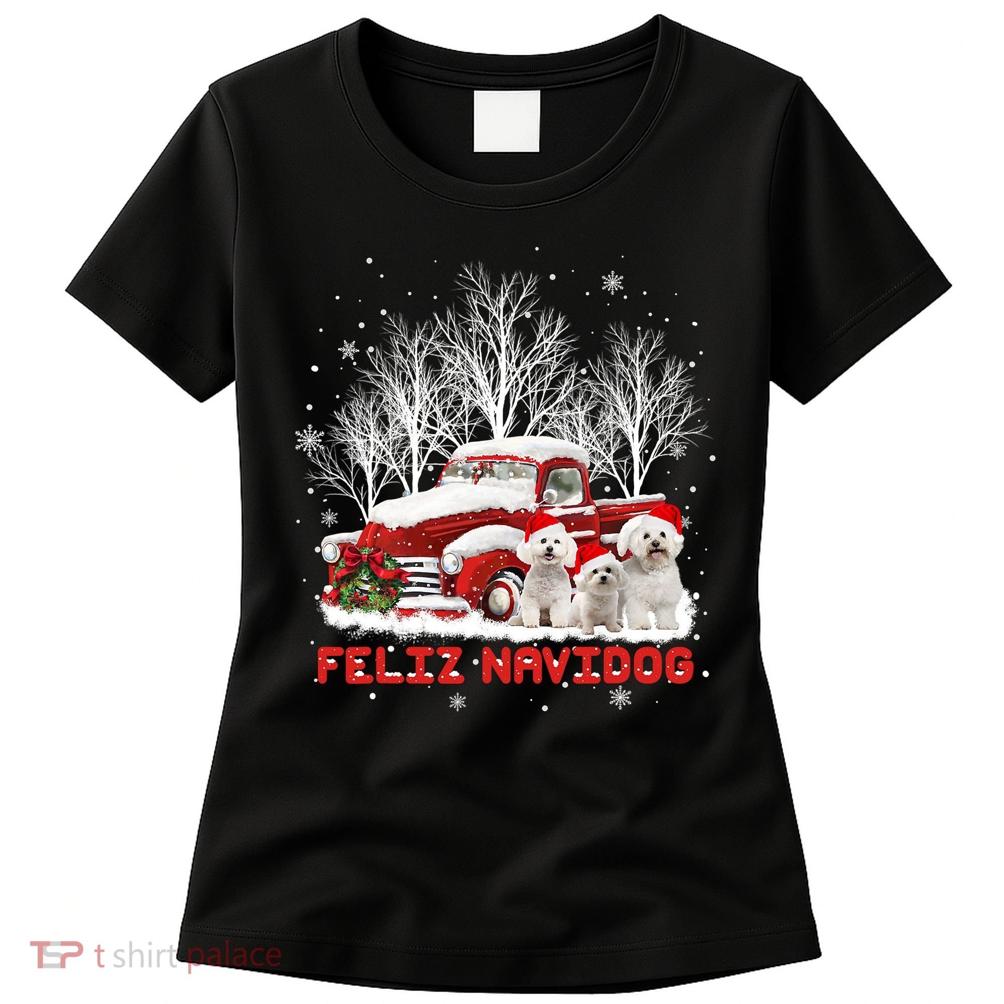 Feliz Navidog Bichon Frise Christmas Dog Lovers Feliz Navidad Women's T-Shirt