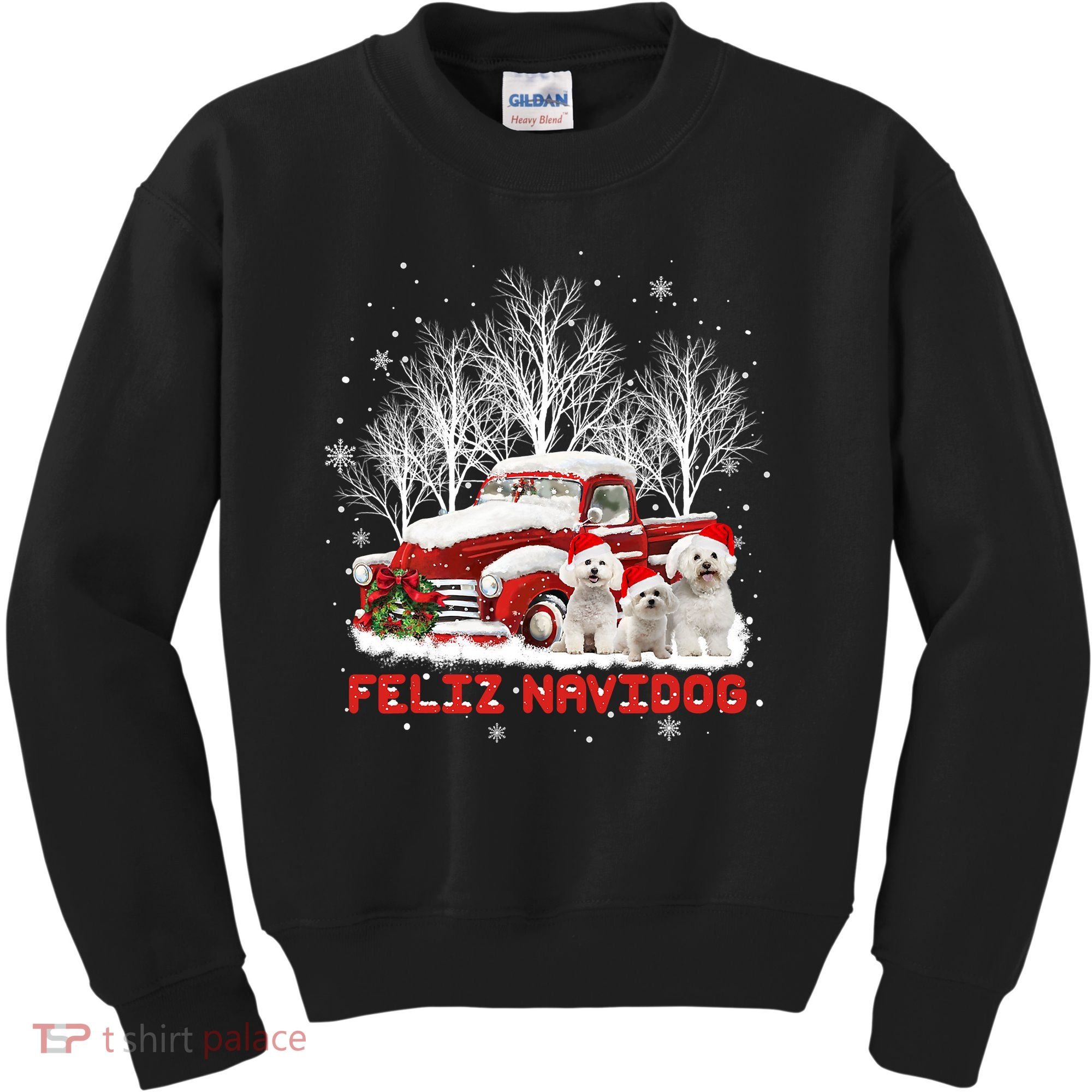 Feliz Navidog Bichon Frise Christmas Dog Lovers Feliz Navidad Kids Sweatshirt