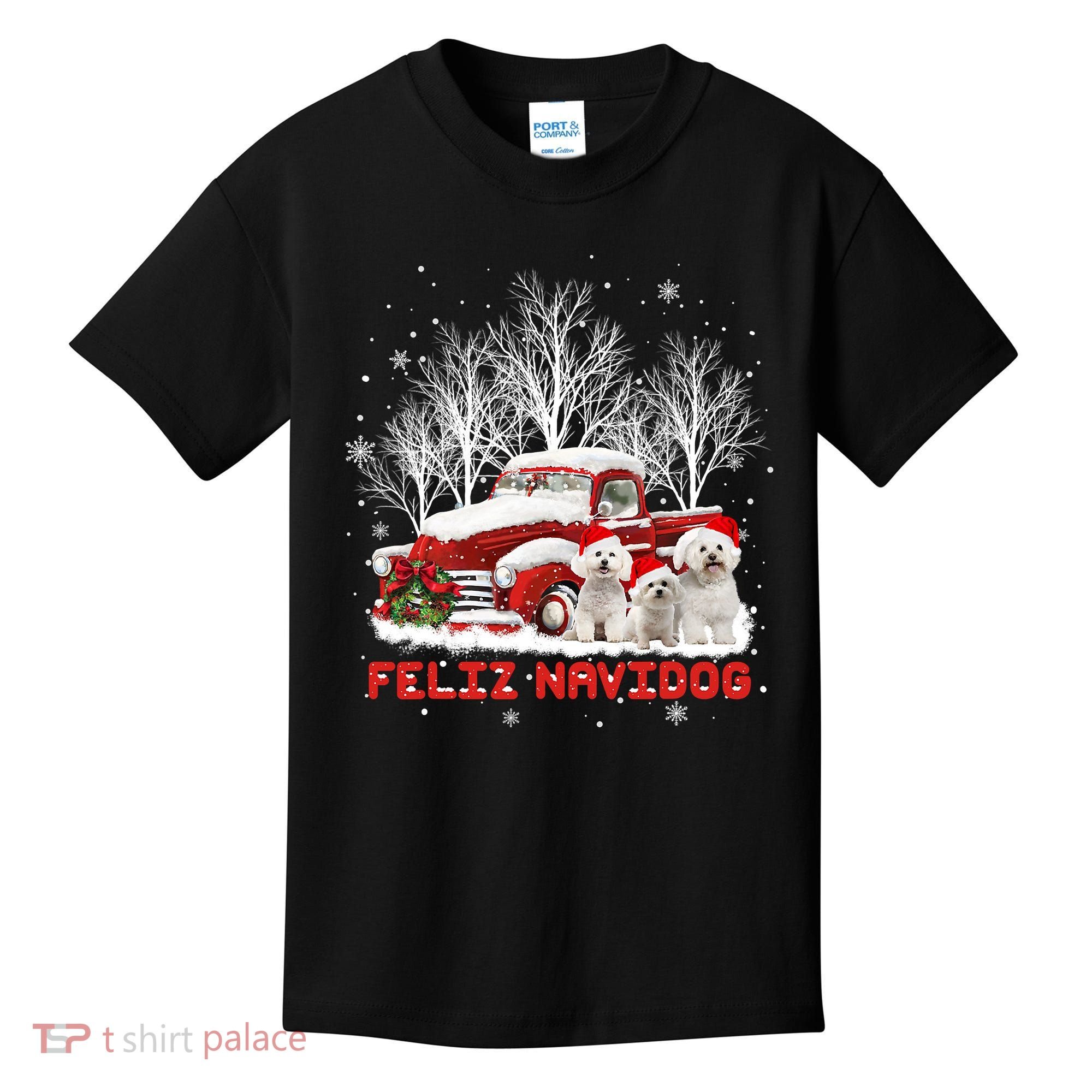 Feliz Navidog Bichon Frise Christmas Dog Lovers Feliz Navidad Kids T-Shirt