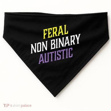 Feral Non Binary Autistic Meme Enby Pride USA-Made Doggie Bandana