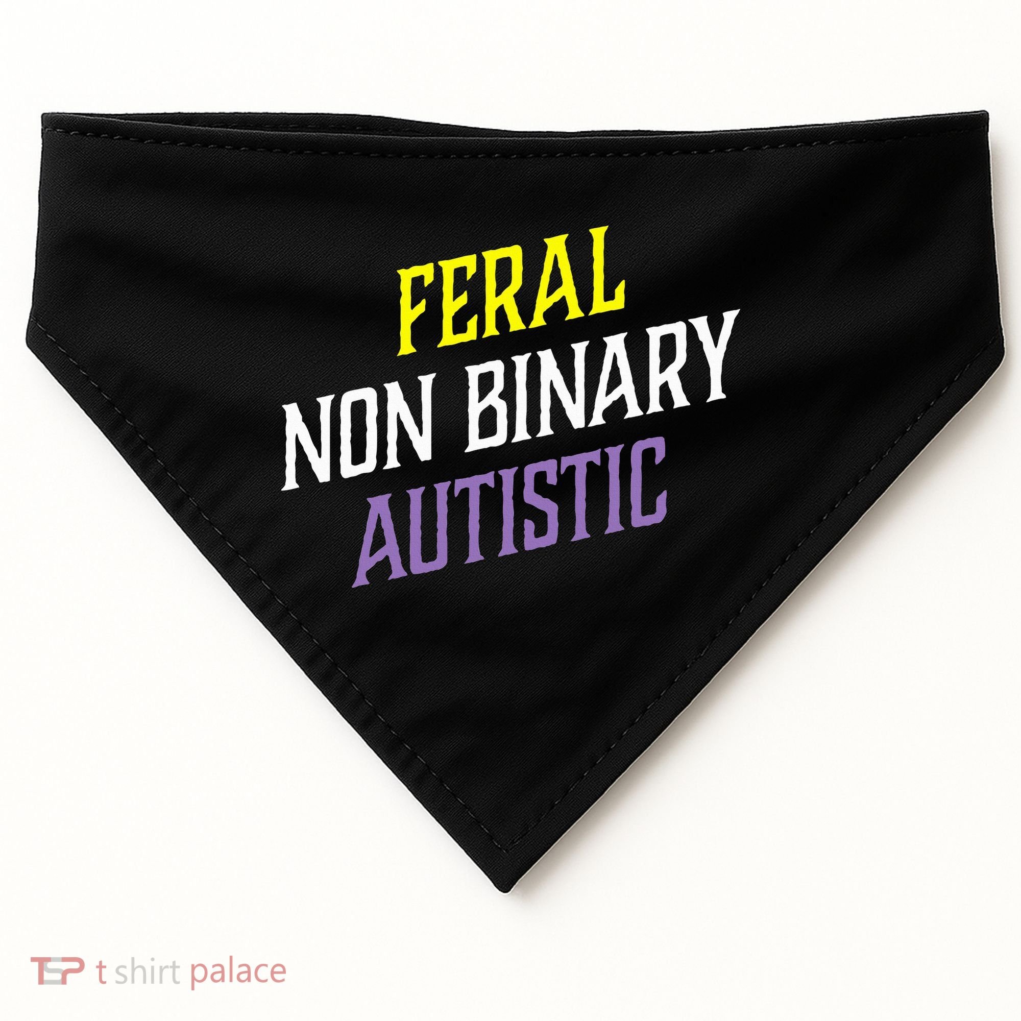 Feral Non Binary Autistic Meme Enby Pride USA-Made Doggie Bandana