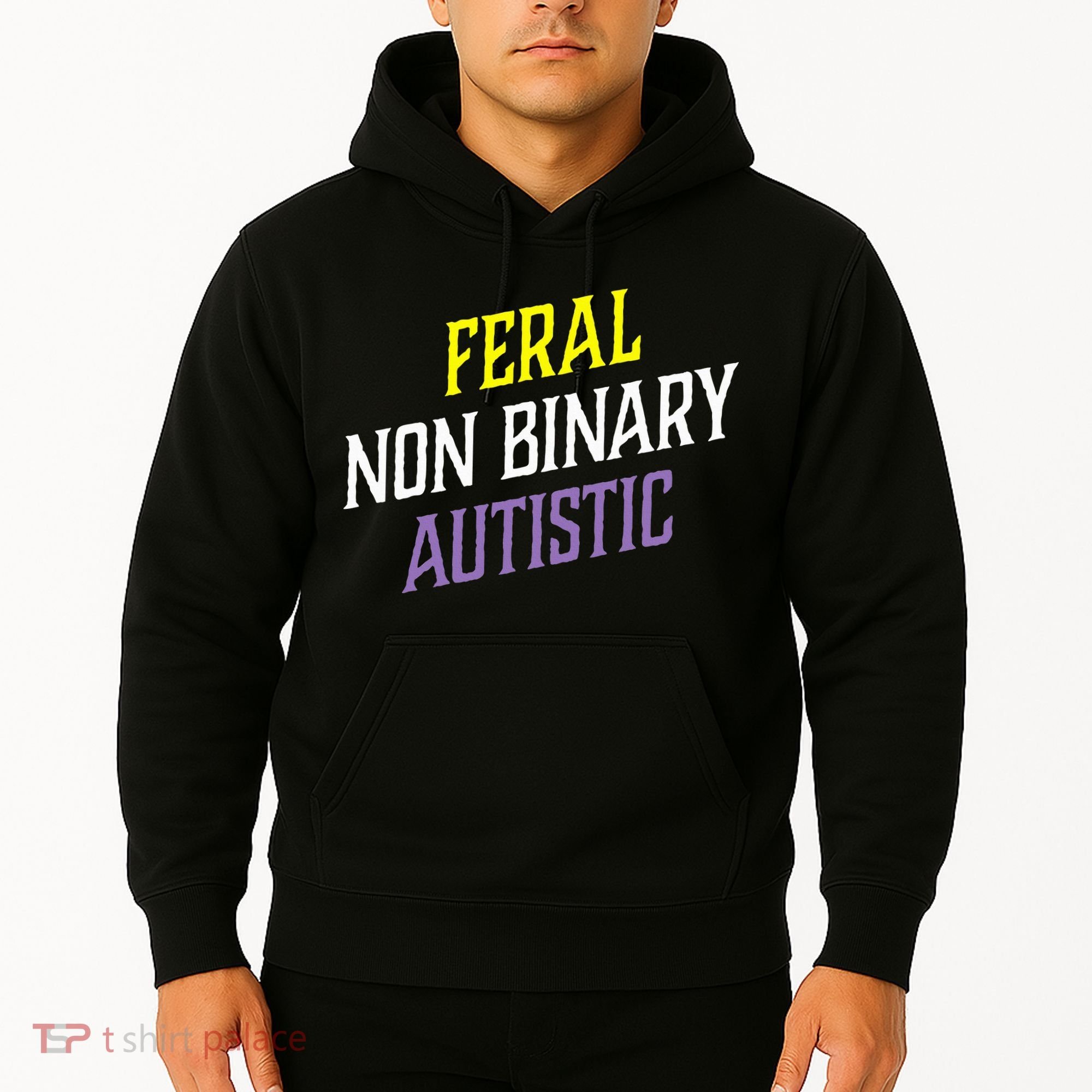 Feral Non Binary Autistic Meme Enby Pride Hoodie