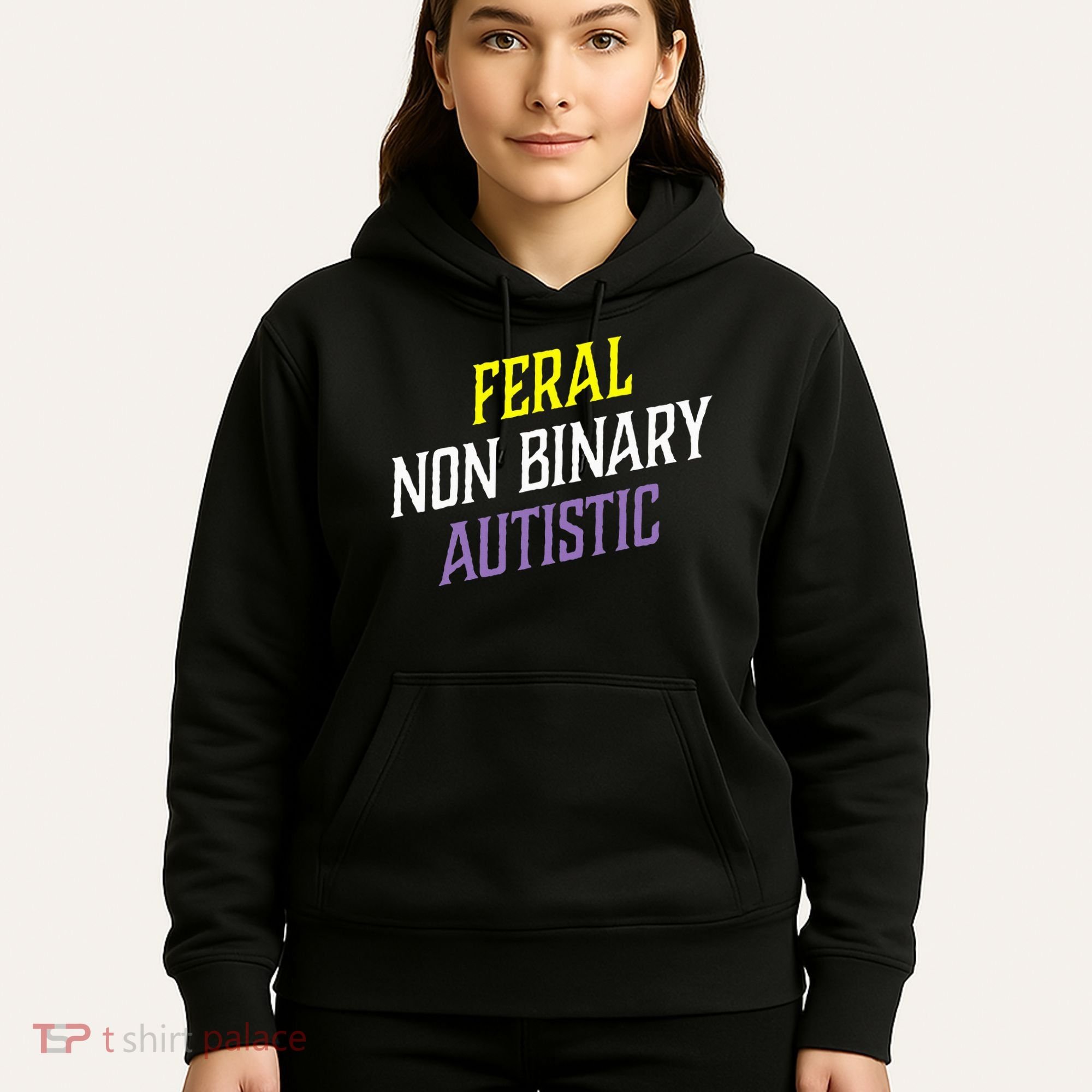 Feral Non Binary Autistic Meme Enby Pride Hoodie