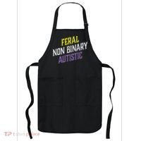 Feral Non Binary Autistic Meme Enby Pride Apron thumb 0