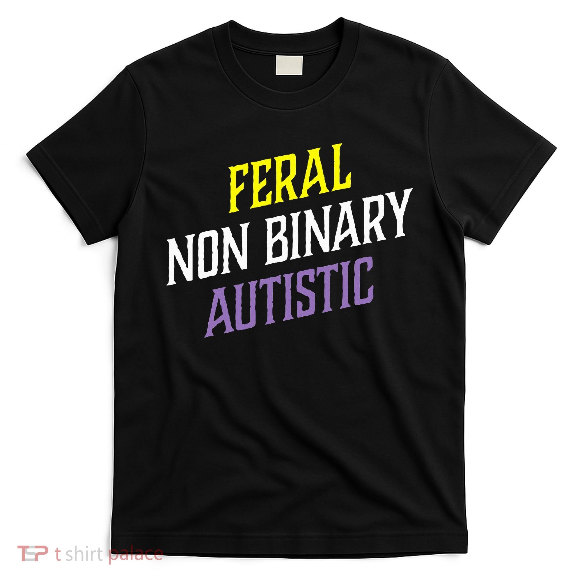 Feral Non Binary Autistic Meme Enby Pride T-Shirt