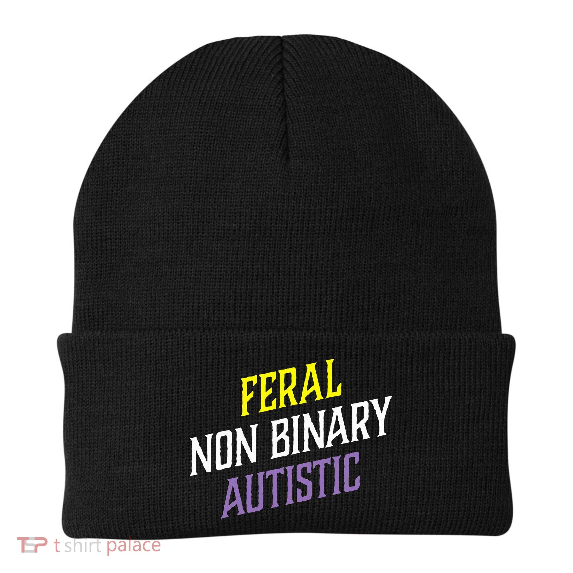 Feral Non Binary Autistic Meme Enby Pride Beanie