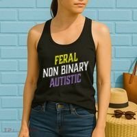 Feral Non Binary Autistic Meme Enby Pride Women's Tank Top thumb 2