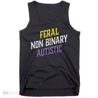 Feral Non Binary Autistic Meme Enby Pride Tank Top thumb 0