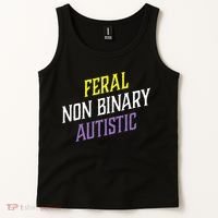 Feral Non Binary Autistic Meme Enby Pride Tank Top thumb 2
