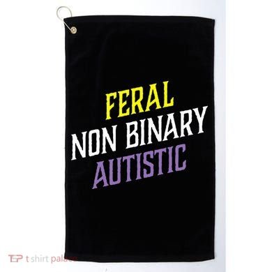 Feral Non Binary Autistic Meme Enby Pride Golf Towel
