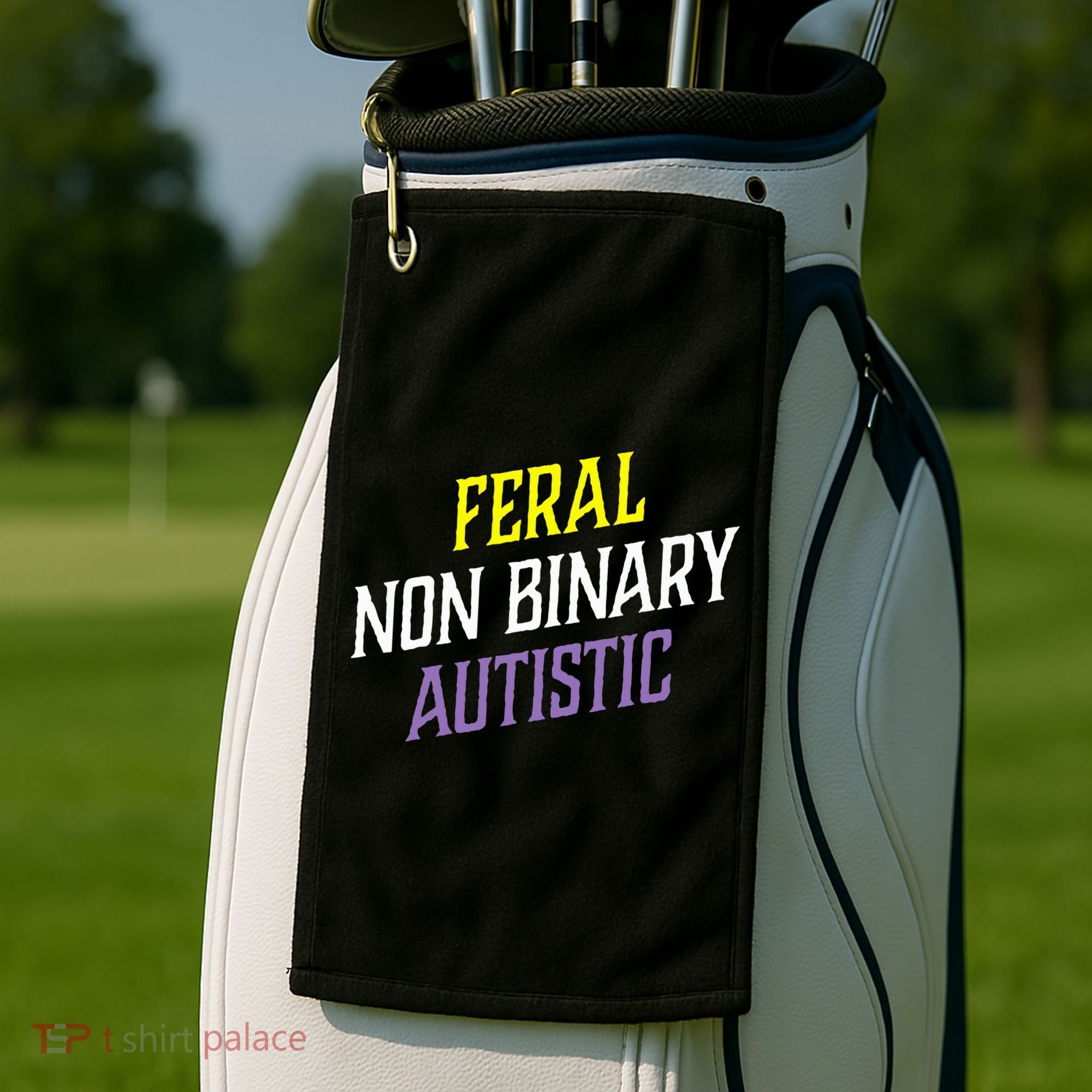 Feral Non Binary Autistic Meme Enby Pride Golf Towel