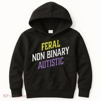 Feral Non Binary Autistic Meme Enby Pride Kids Hoodie thumb 0