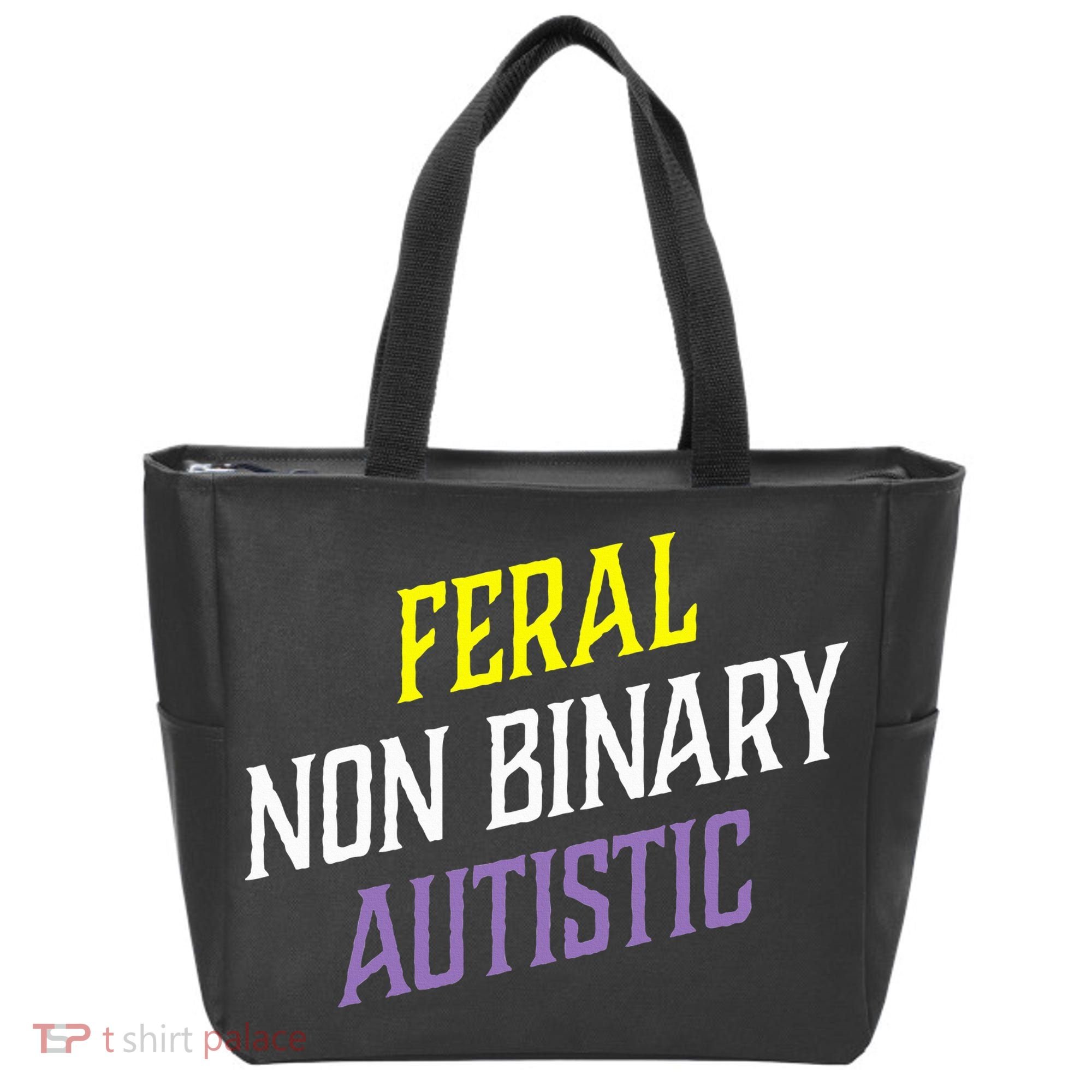Feral Non Binary Autistic Meme Enby Pride Tote Bag
