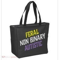 Feral Non Binary Autistic Meme Enby Pride Tote Bag thumb 2