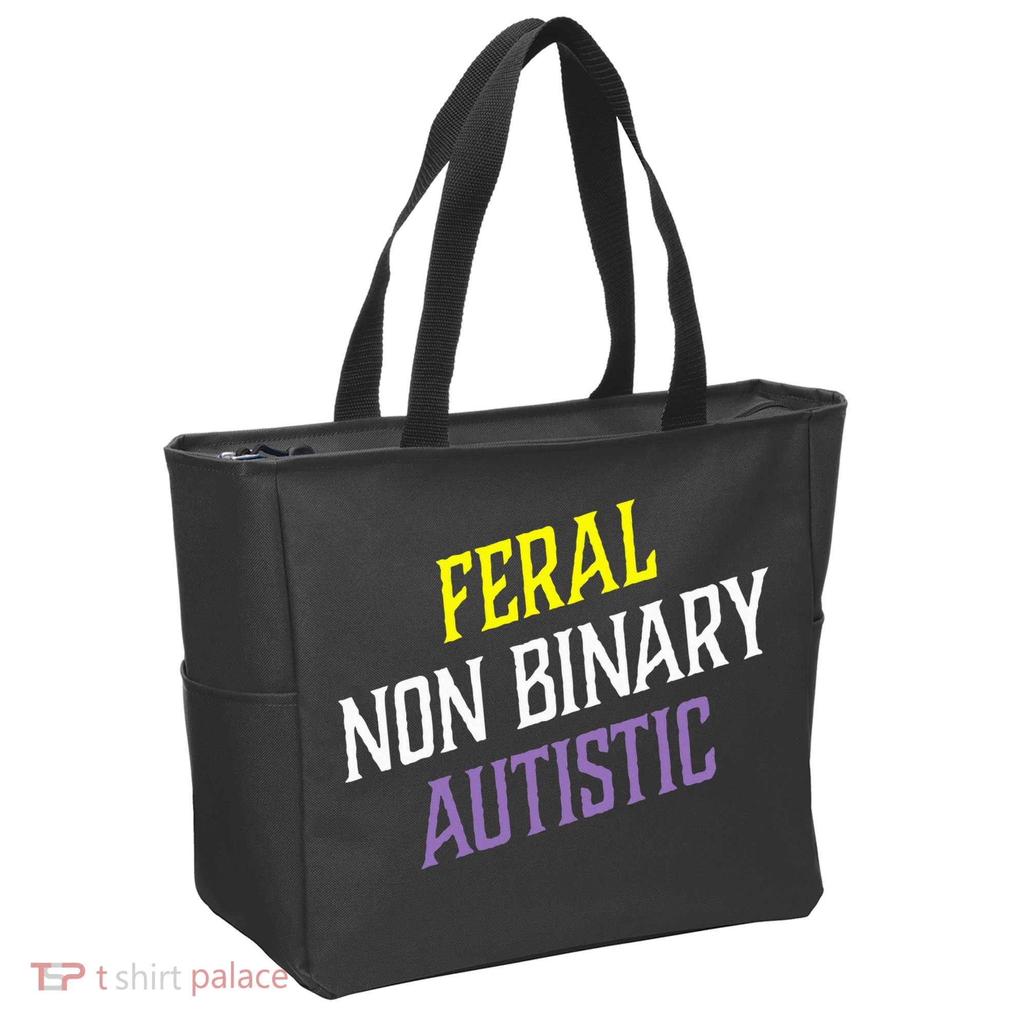 Feral Non Binary Autistic Meme Enby Pride Tote Bag
