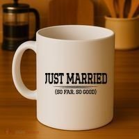 Funny Newlywed Couple Just Married So Far So Good Husband Coffee Mug thumb 4