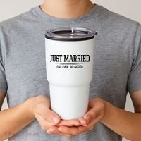 Funny Newlywed Couple Just Married So Far So Good Husband Tumbler thumb 2