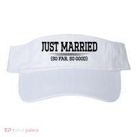 Funny Newlywed Couple Just Married So Far So Good Husband Visor thumb 0