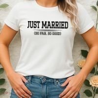 Funny Newlywed Couple Just Married So Far So Good Husband Women's T-Shirt thumb 2
