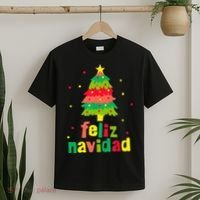 Feliz Navidad Colorful Xmas Tree Christmas T-Shirt thumb 2