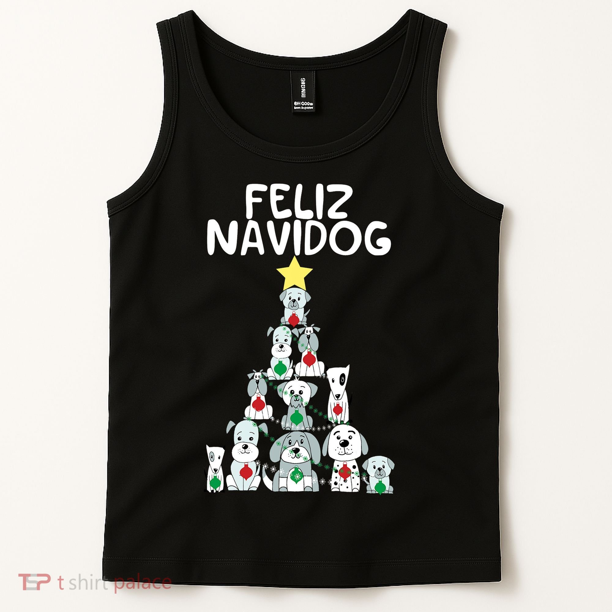 Feliz Navidog Christmas Dog Funny Cute Xmas Tree Tank Top