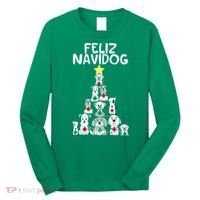 Feliz Navidog Christmas Dog Funny Cute Xmas Tree Long Sleeve Shirt thumb 0