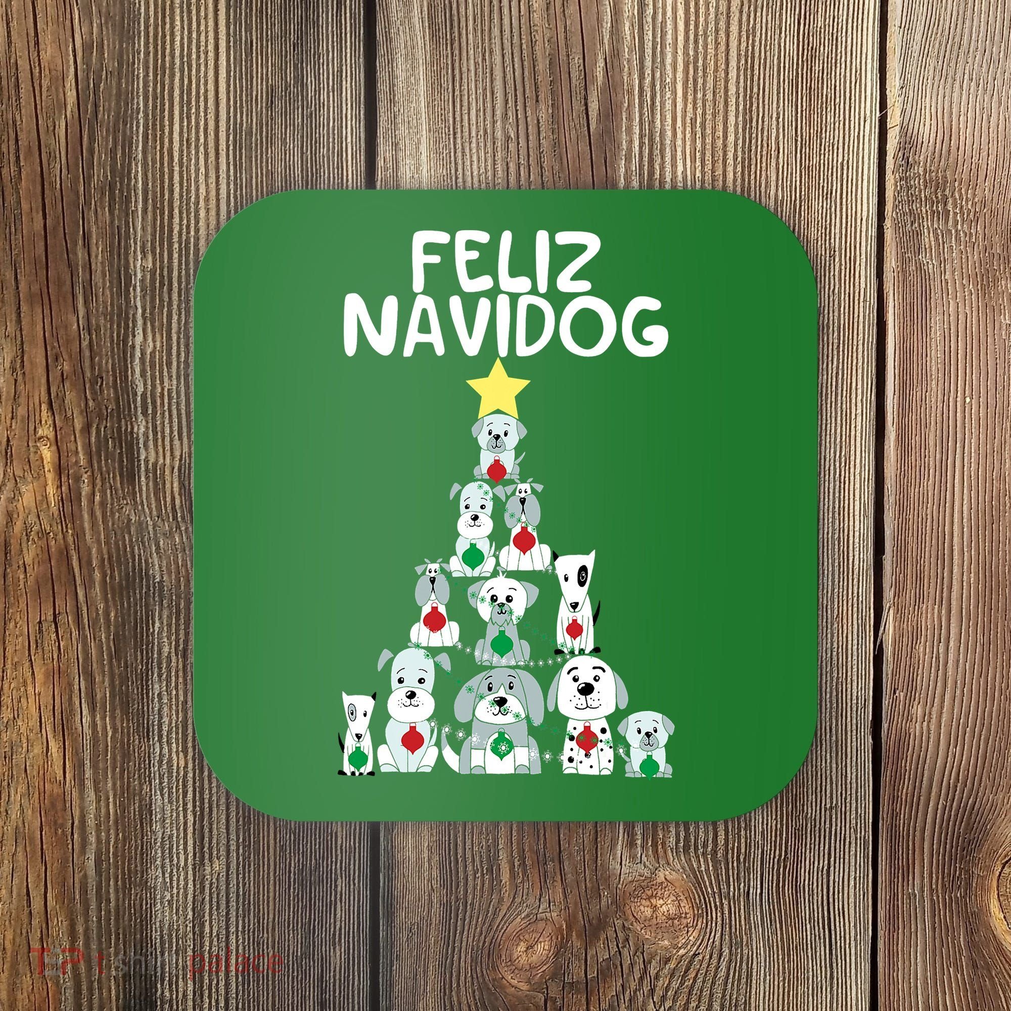 Feliz Navidog Christmas Dog Funny Cute Xmas Tree Coaster